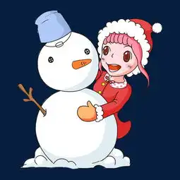 圣诞节可爱的粉色女孩小萝莉堆雪人图片素材其他格式下载动漫人物大全