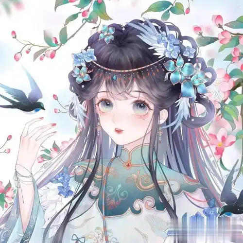 动漫头像女生仙气蓝系图片虹霓