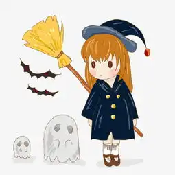 万圣节小魔女卡通手绘图片素材其他格式下载动漫人物大全