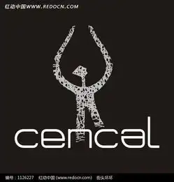 伸长手臂的灰色小人cencal英文图标cdr矢量文件矢量图1126227