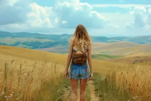 自然风景俏皮女孩背影摄影图下载至来源处