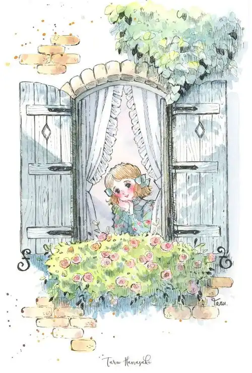 水彩插画丨日式淡雅小清新水彩动漫少女,仙气十足