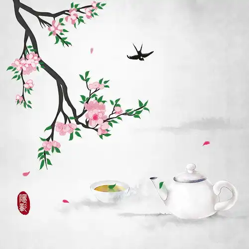 玉笛古笛蝴蝶古风春分春天四季桃枝桃花24节气