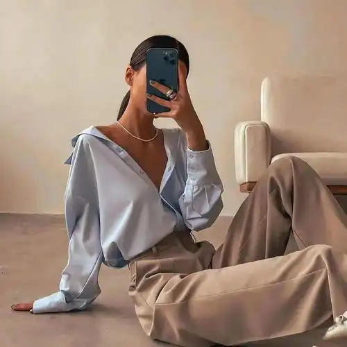 今年春夏最流行衬衫阔腿裤,高级又气质,时髦到炸街