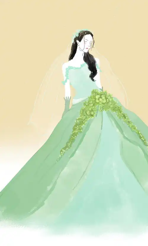 婚纱小清新头像背景图治愈系壁纸婚纱每日一画银子丽