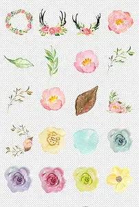 唯美森系手绘水彩花朵素材图片模板下载61.16mb其他大全标志丨符号