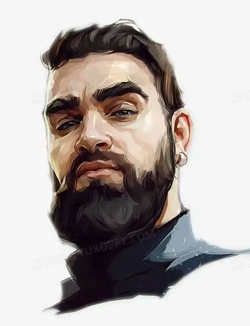 大胡子男子手绘插画png图片素材免费下载png格式600782像素熊猫办公