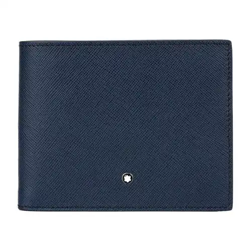 原价2780现价2499montblanc万宝龙男款匠心系列靛蓝色全粒面小牛皮短款钱包钱夹113217