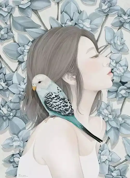 温柔,诗意,朦胧,画女孩与花
