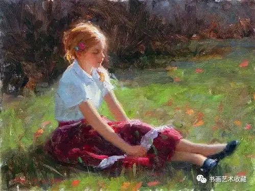 美国绘画青春洋溢的少女为欣赏的人美丽
