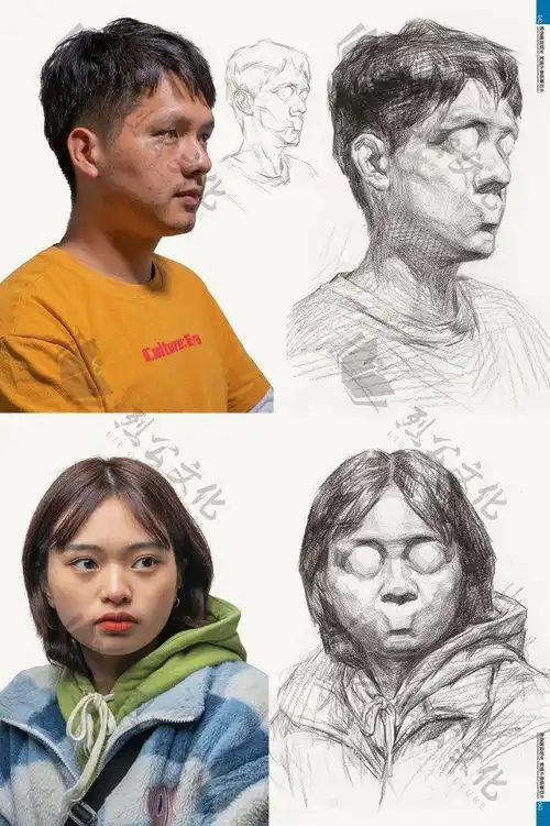陈明钱教你画自然光头像临摹范本复杂原理简约化精准概括手法3小时高分自然光画面体系打造人物造型内形黑白灰空间节奏最强