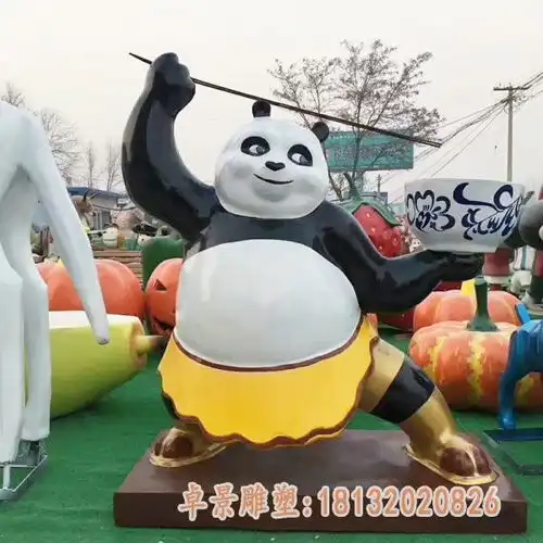 玻璃钢卡通功夫熊猫雕塑马鞍山树脂卡通功夫熊猫雕塑价格