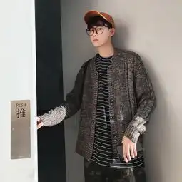 日系港风毛衣开衫男大码
