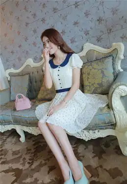 2013夏季韩版碎花甜美少女娃娃领雪纺连衣裙小清新学院风学生裙子