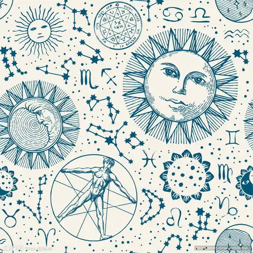 古典卡通手绘星座图案图片设计图宗教信仰