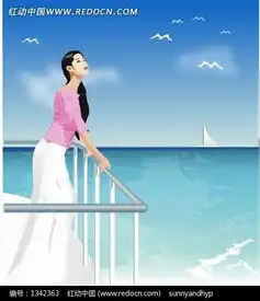 站在阳台上看海景的卡通美女ai素材免费下载编号1342363红动网