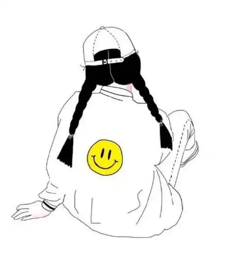 黑白qq头像卡通少女背影