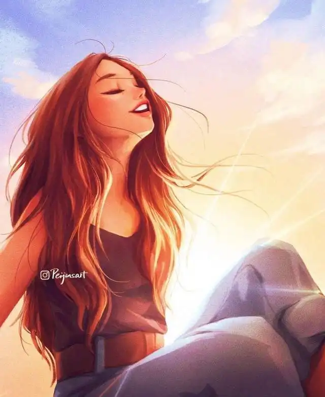 超治愈的女生插画头像,一个人独处的时候