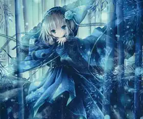 动漫美少女图片蓝色妖姬和幻夜花