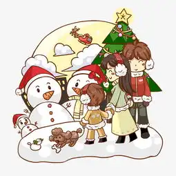 圣诞节萌系一家人做雪人元素素材png图片图片素材其他格式下载动漫人物大全