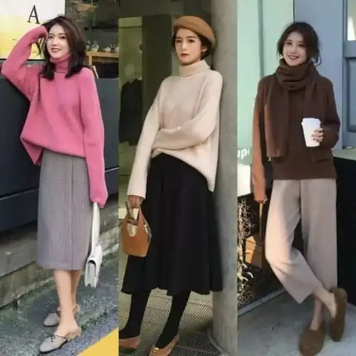 暖冬纯色系穿搭