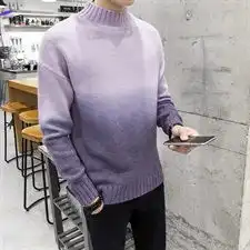 2018秋冬半高领毛衣渐变色男韩版修身毛衣3071501p55天蓝色