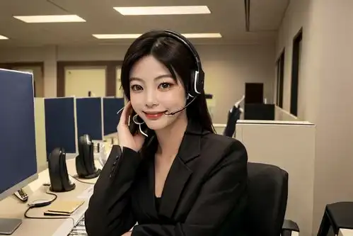 电脑女性客服人物肖像摄影图摄影图