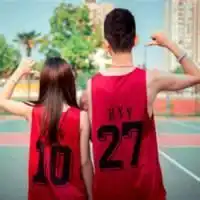 篮球场上浪漫情侣头像一对两张