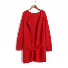 秋冬爆款推荐大气简约纯色粗针多色系带宽松长袖针织毛衣外套