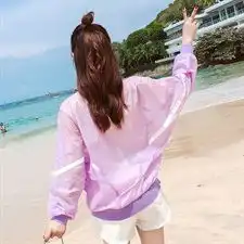 2019年夏季长袖防晒衣拉链百搭polo领淑女韩版个性拼色