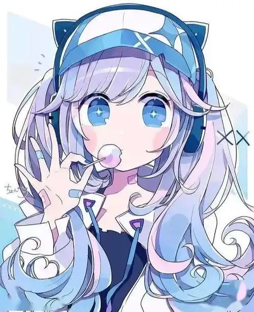 马克笔手绘蓝色系少女