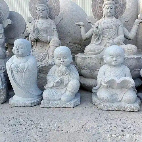 石雕工艺品呆萌小和尚图片大全