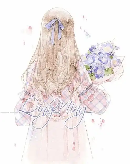 水彩一组小清新水彩风女孩背影花嫁系列