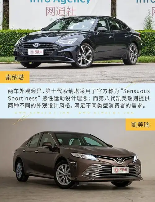 日韩系中级车刚正面第十代索纳塔对比凯美瑞