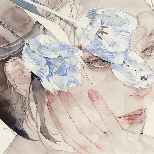 日本插画师yue水彩风格的人物插画作品欣赏画面相当唯美