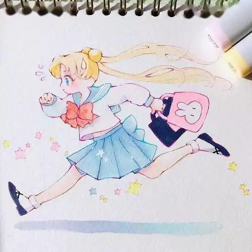 40张超级卡哇伊女生动漫q版马克笔上色造型色彩都好看