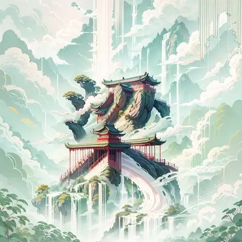 ai绘画stablediffusion将艺术字隐藏在国风云雾山水图中