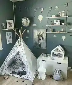 蓝灰色系儿童房