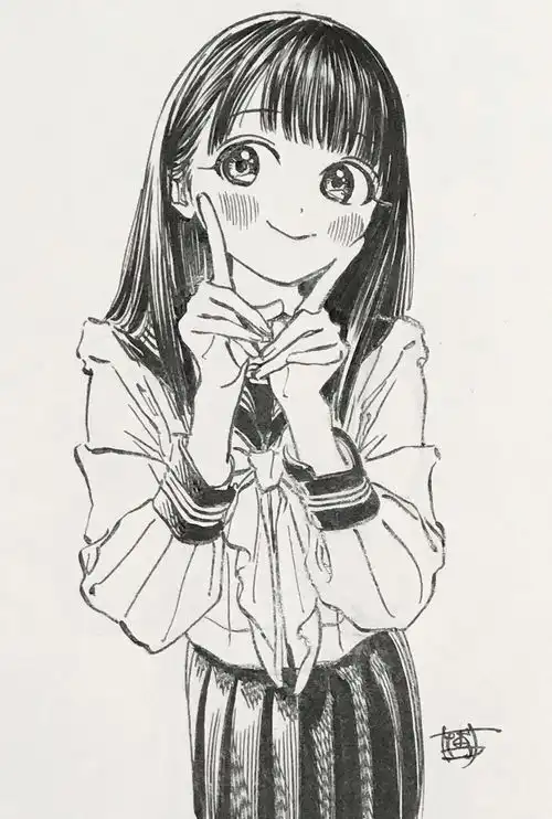 日系jk美少女手绘作品,潇洒的线条简直绝了