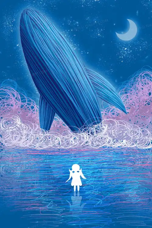 梦幻唯美治愈系鲸鱼手绘插画背景背景图片素材免费下载psd格式23433508像素熊猫办公