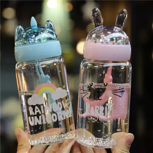 创意潮流水杯女ins风玻璃网红可爱女学生韩版少女心个性玻璃杯子