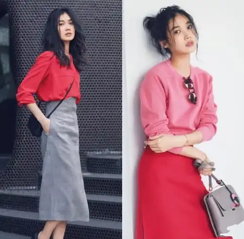 红色系半裙才是提升气质的法宝,明艳动人不失优雅,谁穿谁好看