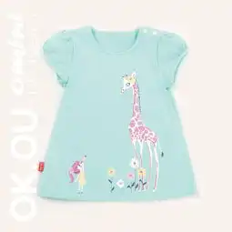 丽家宝贝官网可欧可优女婴轻薄弹力中长t恤泡泡袖卡通印花时尚甜美可爱蓝色弹性柔软舒适母婴购物上丽家安全高品质高性价比的母婴用品