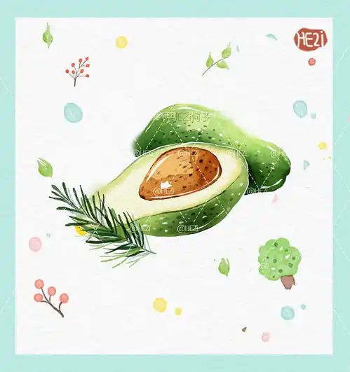 绿色小时光生活水彩小物绘画