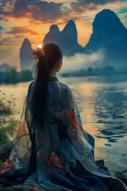 自然风景活力女孩背影摄影图下载至来源处