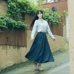 2015春装日系森女系百褶裙文艺范棉麻半身裙长款大摆半身长裙夏