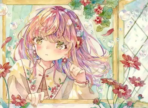 水彩插画日系二次元动漫女孩太太的画风太喜欢了收藏