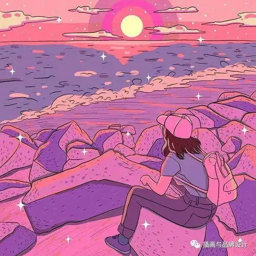 插画丨少女心爆棚的粉紫色系插画,像被施了魔法万物皆可甜