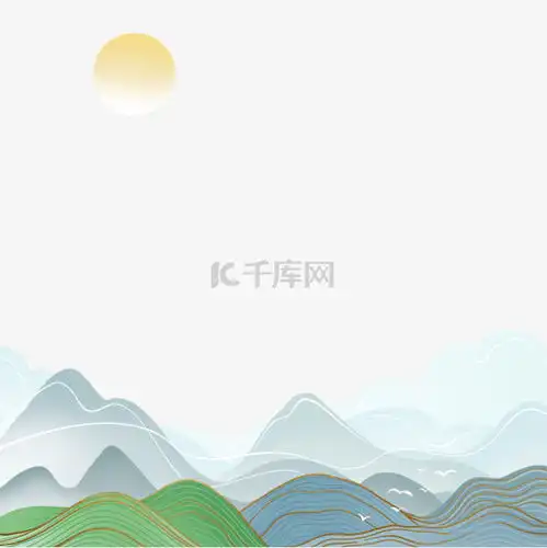 抽象山川河水韩国金线水墨山水风景素材图片免费下载千库网