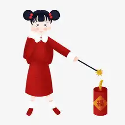 年货娃娃放鞭炮卡通手绘插画图片素材其他格式下载动漫人物大全